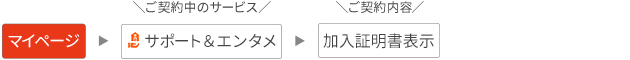 マイページ→サポート＆エンタメ→加入証明書表示